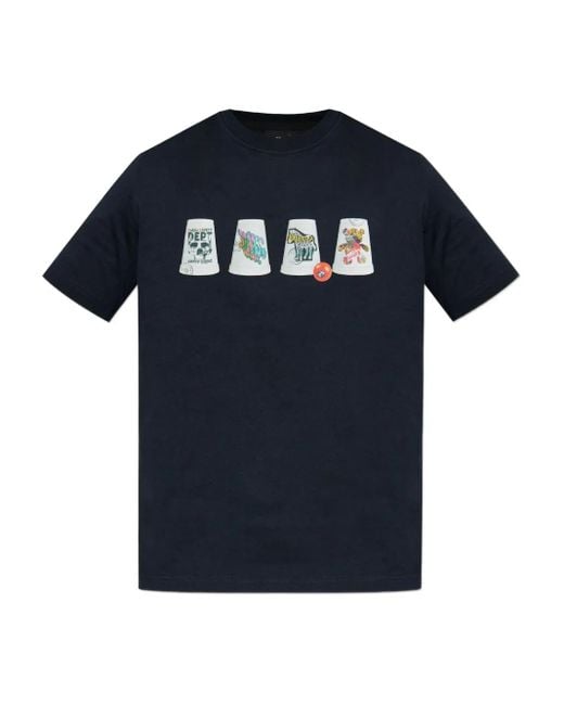 Paul Smith Blue Graphic-Print T-Shirt for men