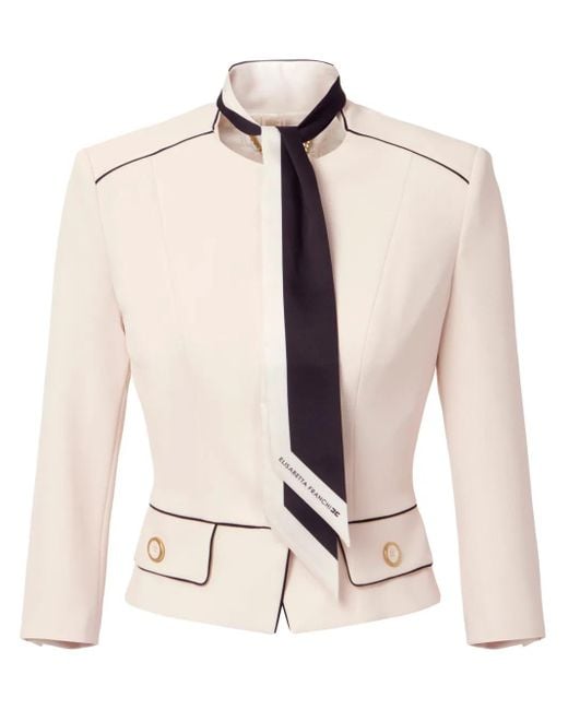 Elisabetta Franchi Natural Jacket With Tailored Silhouette