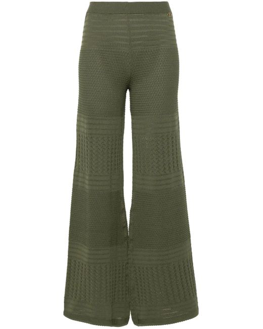 Twinset Green Pointelle-Knit Palazzo Pants