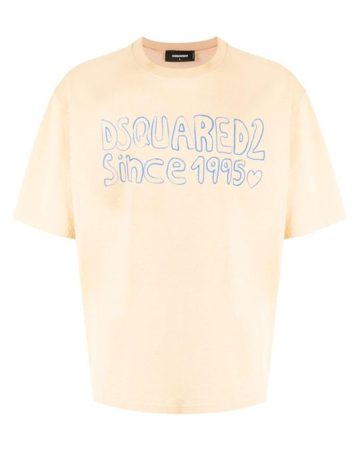 DSquared² Natural Logo-print Cotton T-shirt for men