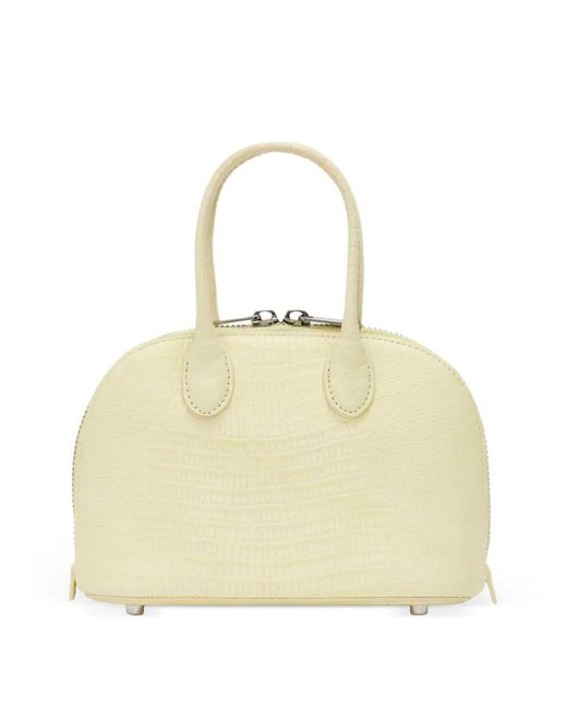 Self-Portrait Metallic Lizard-Embossed Leather Mini Tote Bag