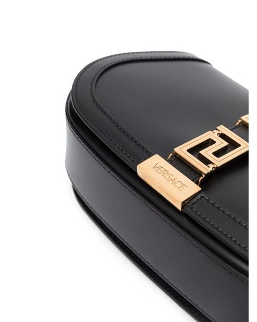 Versace Black Greek Goddess Leather Crossbody Bag