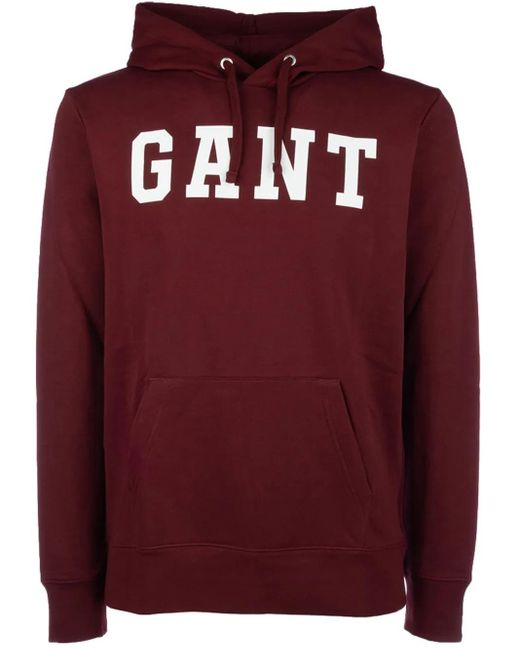 Felpa Con Cappuccio E Logo di Gant in Red da Uomo