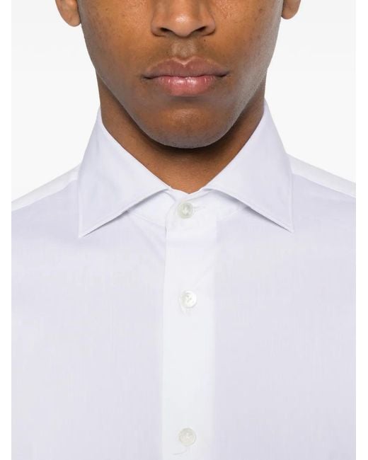 Eleventy White Spread-Collar Button-Up Shirt for men