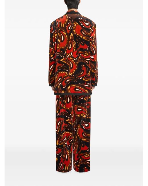 Dries Van Noten Red Oversized Velvet Blazer
