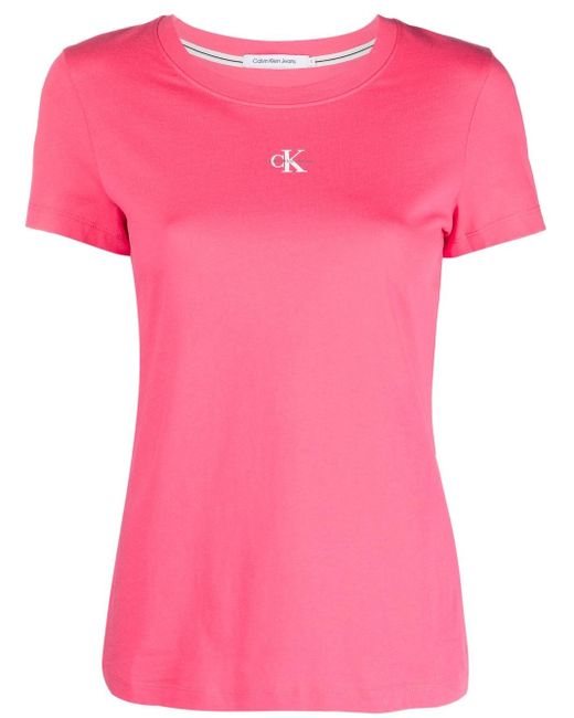 Calvin Klein Pink Logo-print Round-neck T-shirt