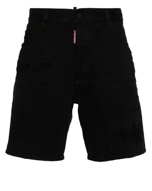 DSquared² Black Bull Marine Denim Shorts for men