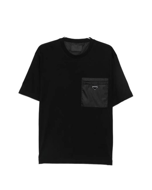 Prada Black Logo-Plaque Patch-Pocket T-Shirt for men