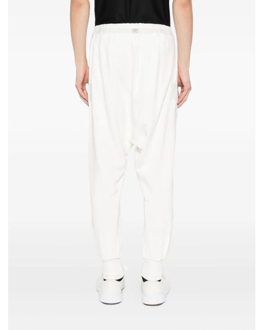 69 White Elasticated-Waistband Drop-Crotch Trousers for men