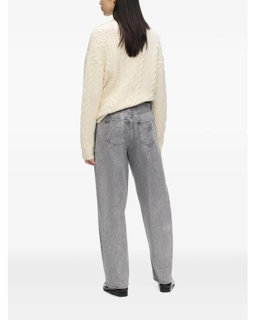 Karl Lagerfeld Gray Coated Python Barrel Jeans