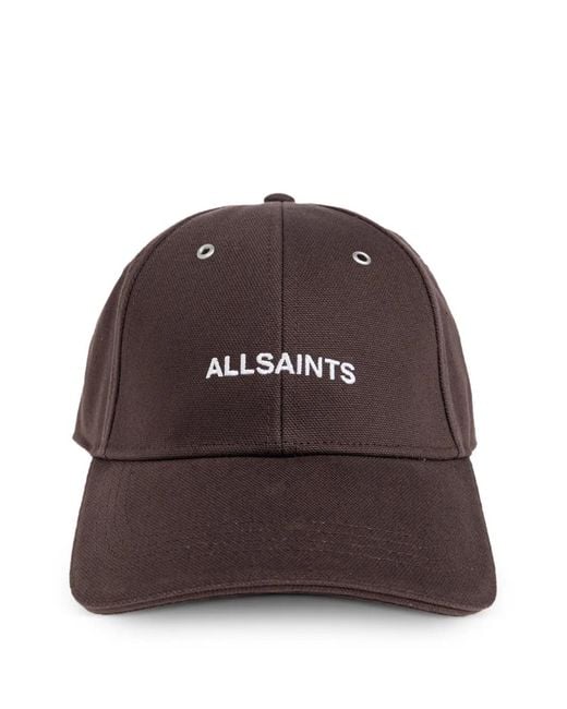 AllSaints Brown Theo Logo-Embroidered Baseball Cap for men