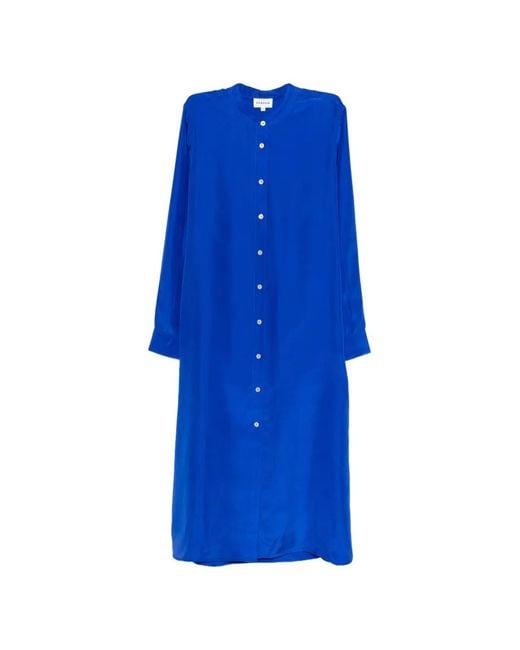 P.A.R.O.S.H. Blue Robe Mi-Longue À Boutonnière