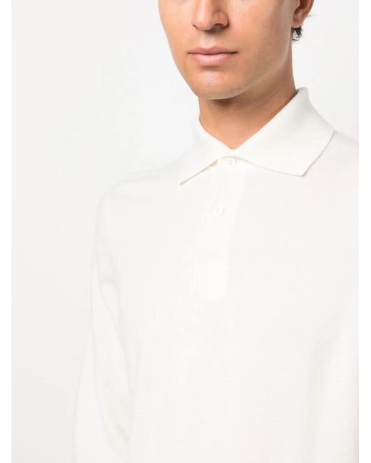 Brunello Cucinelli White Cashmere Polo Shirt for men
