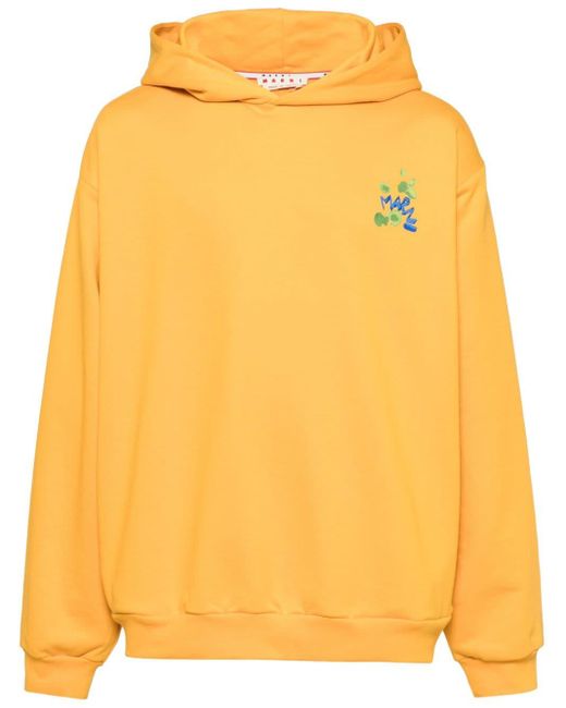 Marni Yellow Hoodie With Dripping Print for men