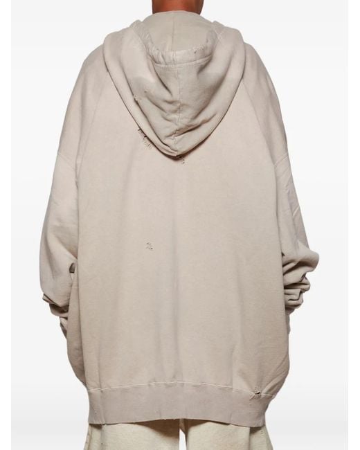 Maison Mihara Yasuhiro White Distressed Zip-Up Hoodie for men