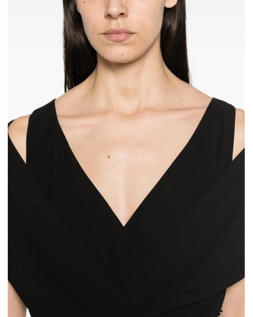 Patrizia Pepe Black V-Neck Zip-Fastening Maxi Dress