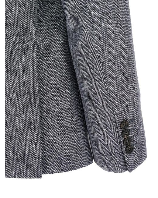 Pal Zileri Gray Chevron-Pattern Single-Breasted Blazer for men