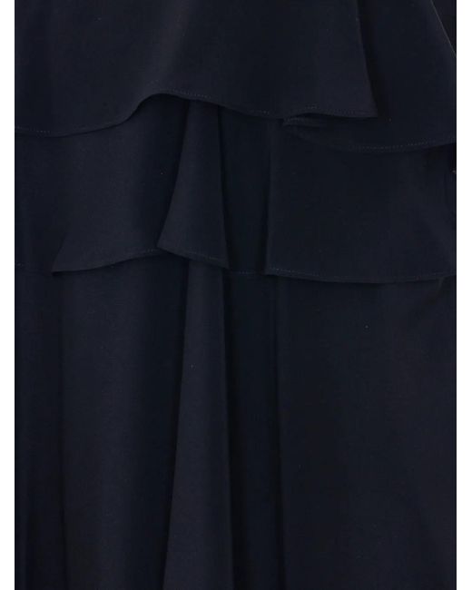 AMI Blue Ruffled Round-Neck Mini Dress