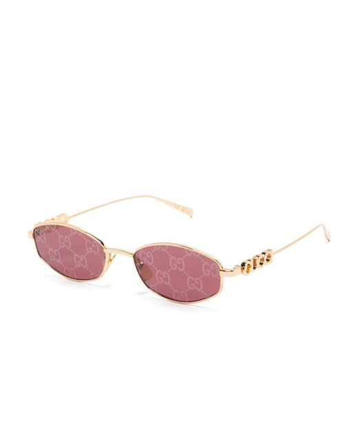 Gucci Pink Geometric-Frame Sunglasses