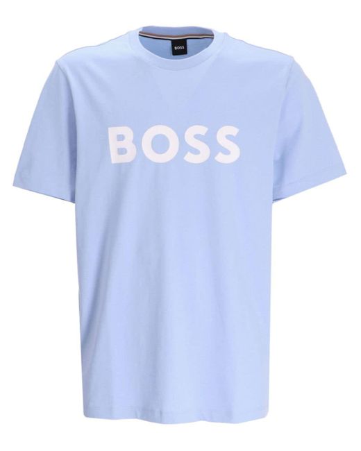 Boss Blue Tiburt 354 Logo-print Cotton T-shirt for men