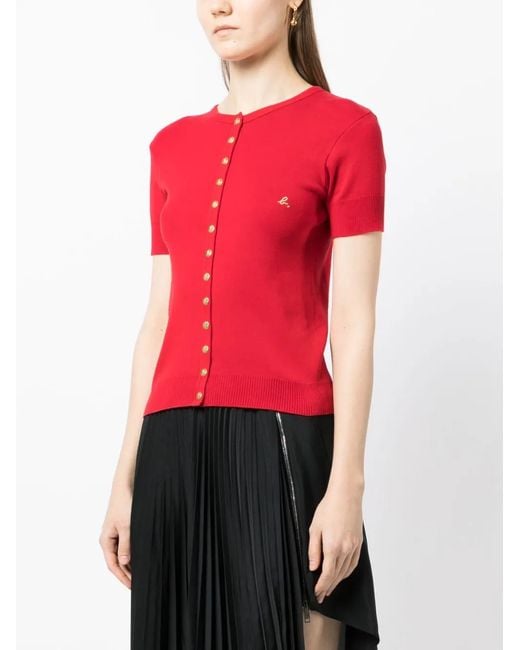 Agnes B. Red Buttoned-Down T-Shirt