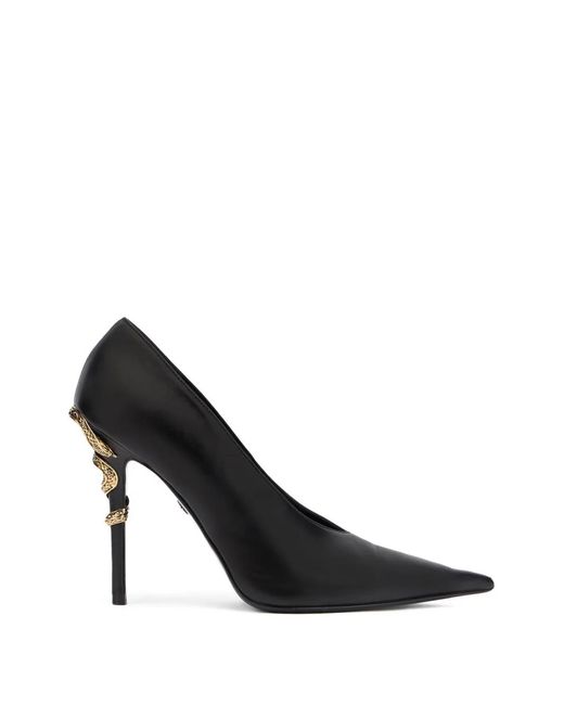 Roberto Cavalli Black Serpentine Pointed-Toe Pumps