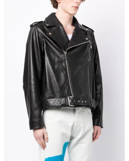 Honey Fucking Dijon Black Slogan-Print Leather Biker Jacket