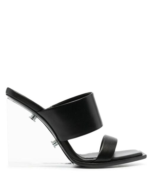 McQueen Black Leather Shard Mules