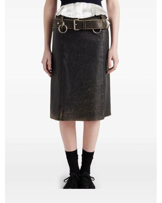 Prada Black Leather Mini Skirt