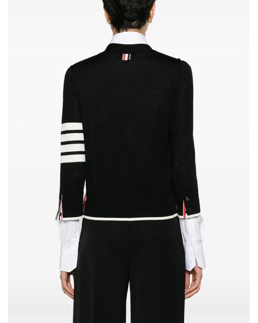 Thom Browne Black 4bar Wool Cardigan