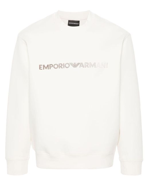Emporio Armani Logo embroidered Sweatshirt in White for Men Lyst UK