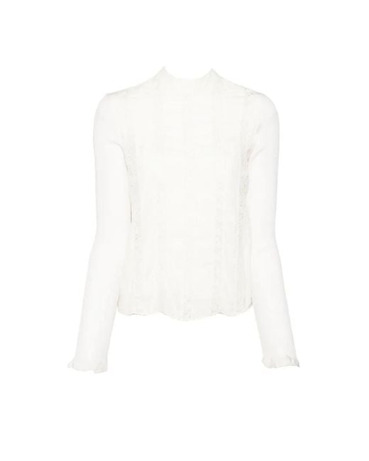 Bally White Button-Back Ruffled Shirt