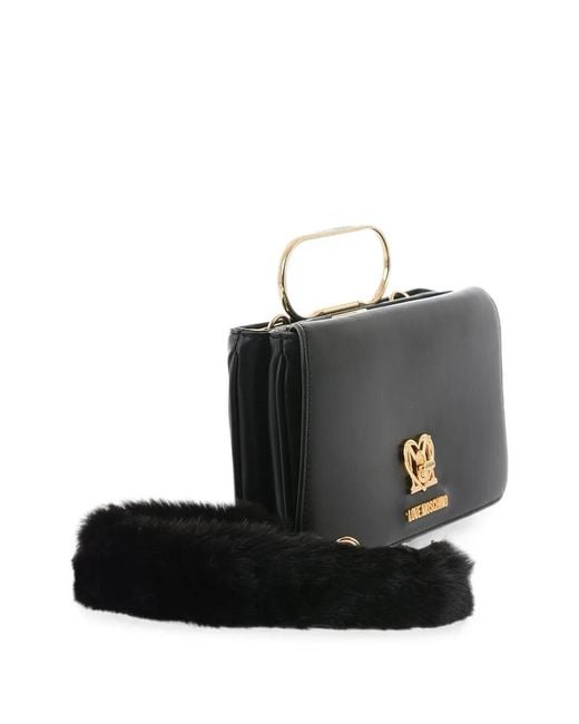 Moschino Black Logo-Plaque Cutch Bag