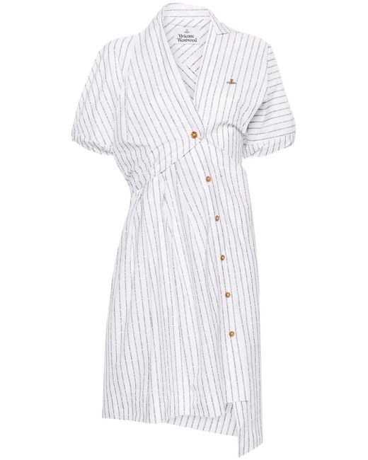 Vivienne Westwood White Logo-Striped Asymmetric Dress