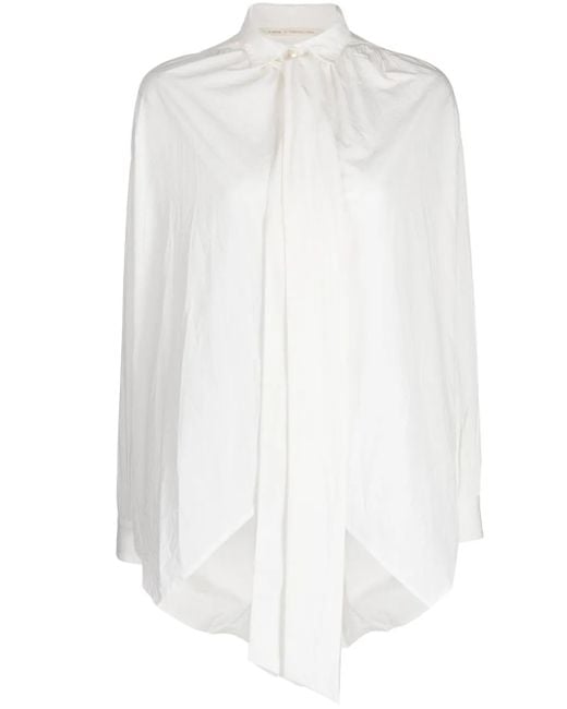 Forme D'expression White Bow-Tie Blouson Shirt