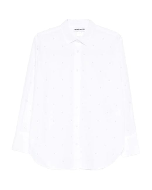 DKNY White Pearl-Embellished Shirt