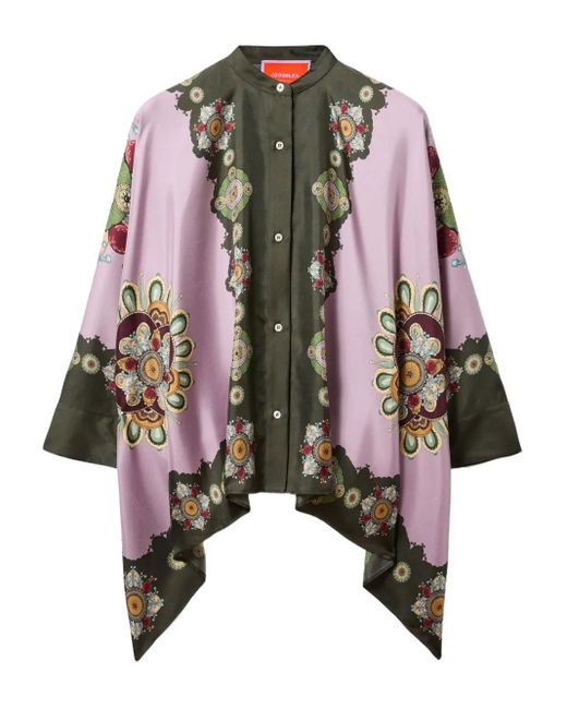 LaDoubleJ Pink Seidenhemd mit Placée-Print