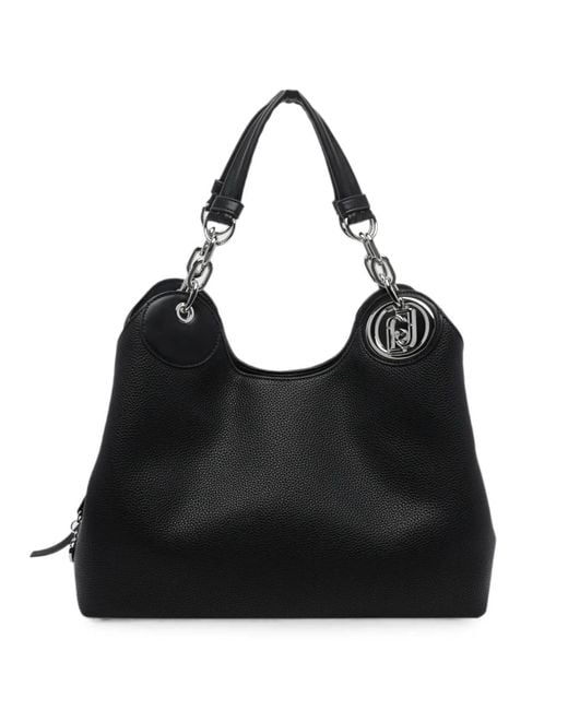 Liu Jo Black Sac Porté Épaule Format Moyen À Plaque Logo Et Détail Chaîne