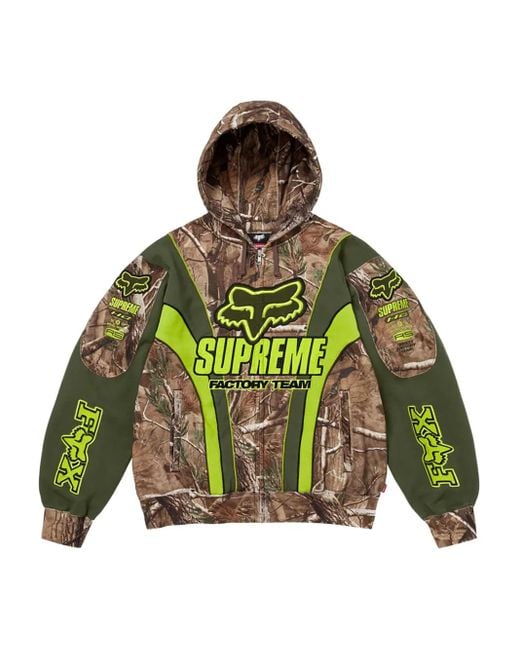 Supreme Green X Fox Racing Zip-Fastening Hoodie for men