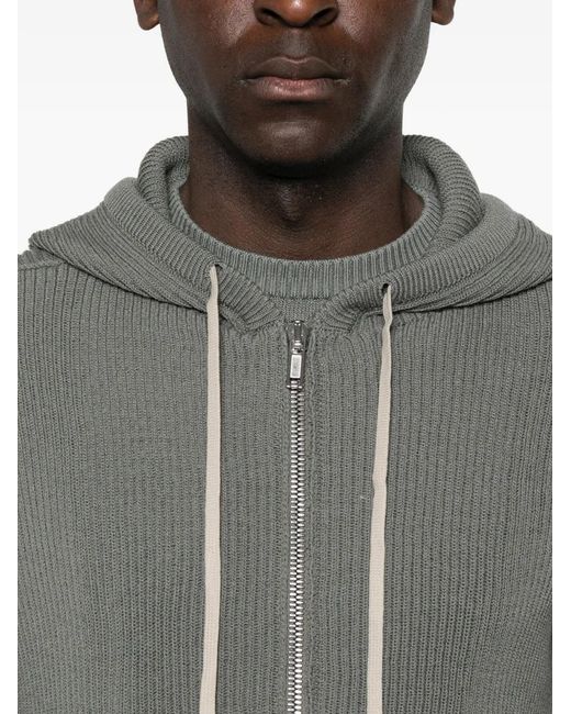 Rick Owens Hooded Zip-Up Cardigan in Gray for Men | Lyst