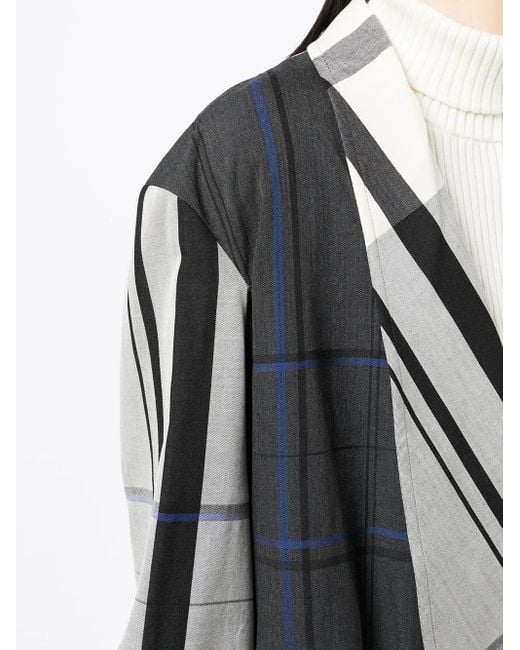 Y's Yohji Yamamoto Multicolor Einreihiger Mantel Mit Karomuster