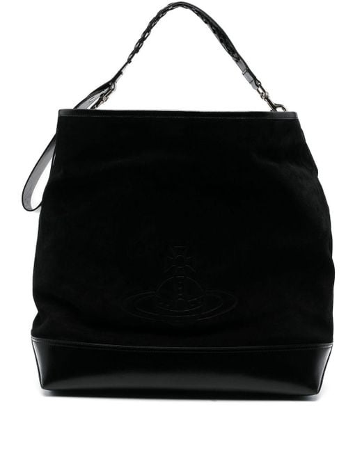 Vivienne Westwood Black Orb-motif Suede Tote Bag