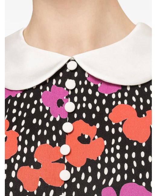 Nissa Red Floral-Print Midi Dress