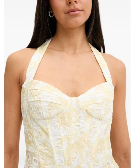 Bardot Natural Pollie Floral-Print Broderie-Anglaise Midi Dress