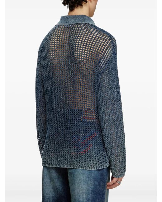 DIESEL ブルー K-Squared ニットポロシャツ Diesel: ブルー K-Squared ニットポロシャツ | SSENSE 日本