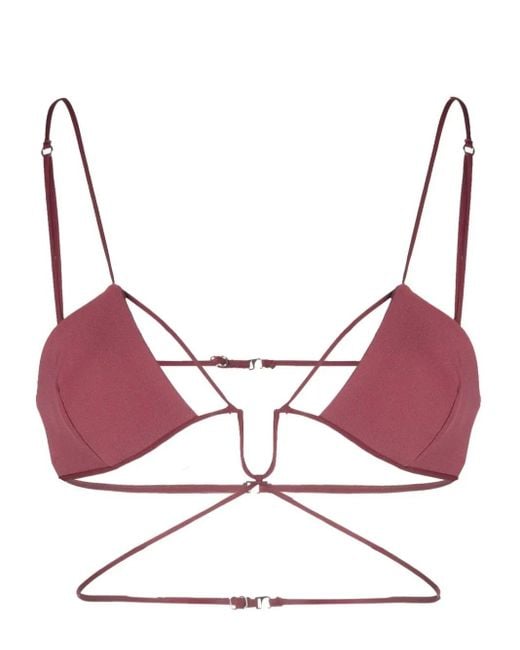 Nensi Dojaka Pink Cut-Out Triangle Bra