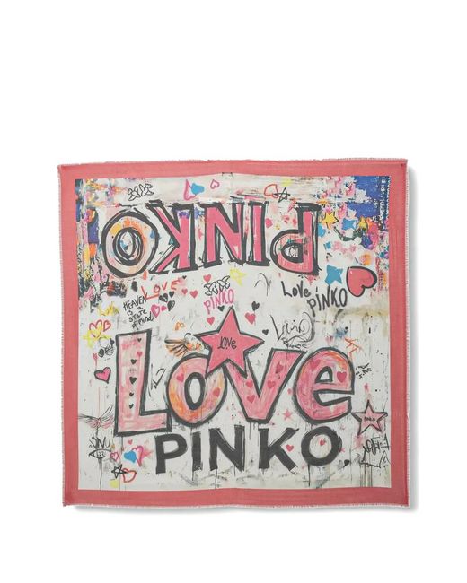 Pinko Pink Logo-Print Scarf