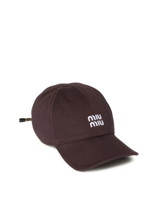 Miu Miu Brown Logo-Embroidered Cap