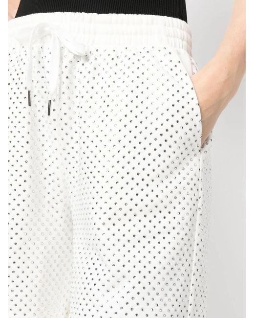 P.A.R.O.S.H. White Rhinestone-Embellished Shorts