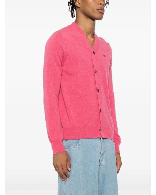 COMME DES GARÇONS PLAY Pink Wool Cardigan